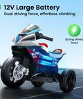 Side view of BMW Licensed 12V Kids Electric Ride On Motorcycle For Ages 3 To 5, Three Wheel Bike in Charm Red on pavement