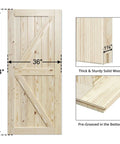 36 Inch By 84 Inch Sliding Barn Wood Door Pre Drilled DIY Ready To Assemble Unfinished Solid Spruce Panel