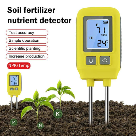 4 In 1 NPK Soil Tester Digital with LCD Readout and Temperature Measurement for nitrogen phosphorus potassium in soil.