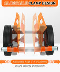 Side view of orange All Terrain Panel Dolly With 1100 Lbs Capacity Adjustable Clamp Panel Cart With Wide 10 Inch Wheels