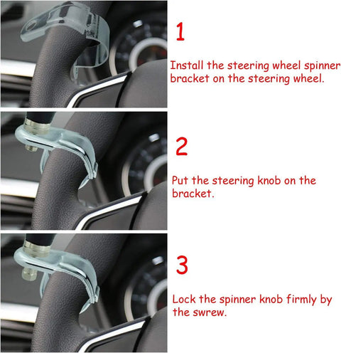 Installation steps for Purple Power Steering Wheel Knob Spinner Turn Aid Grip For Tractors Forklifts And Lawn Mowers