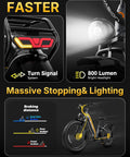 High Torque Electric Fat Bike For Adults With 1800W Peak Power And 864Wh Removable Battery, showcasing turn signal and headlight features