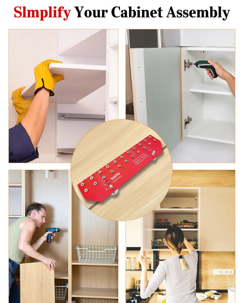 11 Hole Shelf Pin Jig With Adjustable Setup And Fast Clamp Includes One Quarter Inch And Five Millimeter Drill Bits Self Contained Cabinet And Wardrobe Drill Guide Makes Quick Accurate Woodworking Drilling A Breeze in use for cabinet assembly