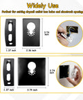 2-Pack Square Slot Cutter Set For Oscillating Multi-Tool, Fast Clean Drywall Outlet Box Openings dimensions and usage illustration