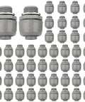 Three Quarter Inch Liquid Tight NPT Non Metallic PVC Conduit Connector 50 Pack for Electrical Flexible Conduit Fittings, Grey.