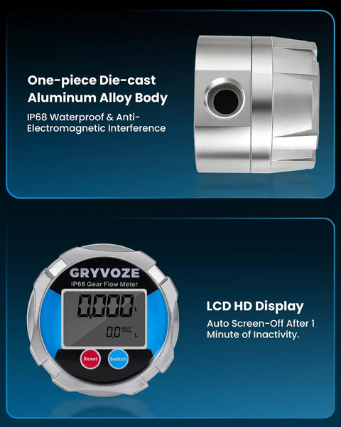 Digital Gear Flow Meter One Quarter Inch NPT For Low Flow High Viscosity Liquids With Plus Or Minus 0.5 Percent Accuracy
