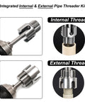 Three-Piece PVC Pipe Threader Kit With Internal And External Threading Heads For One-Half Inch, Three-Quarter Inch And One-Inch NPT
