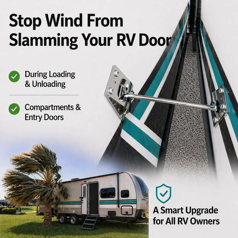 Door Holder Reinforcement Kit For Wind Slam Prevention On RV Doors And Storage Compartments Heavy Duty Latch And Catch image