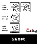 Illustration of usage steps for Instant Lead Test Swabs Eight Pack Kit With Disposable Swabs For Surface Screening, EPA Recognized
