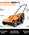 Brushless Cordless Lawn Mower With 48V Max Power 15 Inch Deck 2x24V 4Ah Batteries Dual Charger Lightweight Yard Tool