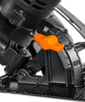 Close-up of adjustment settings on the Slick 13 Amp Sidewinder Circular Saw With Track Compatible Base for precise cutting.