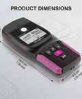 Wall Scanner Stud Finder 4 Modes Detector LCD Display Metal Wood Wire showing dimensions on a metal surface.