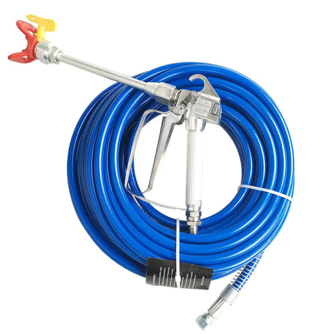 65 Ft Airless Spray Gun Hose Kit With 8 Inch Extension Pole Tip Guard 517 Tip 3600 Psi Max 1 Quarter Inch Airless Paint Spray Hose Blue 20 Meter