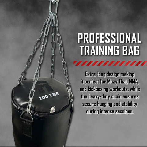 Built Different 100lb Heavy Bag With Killer Synthetic Leather Cover And Heavy Duty Hanging Chain For Secure Mounting Before Tough Muay Thai Kickboxing Mma Gym Training Sessions