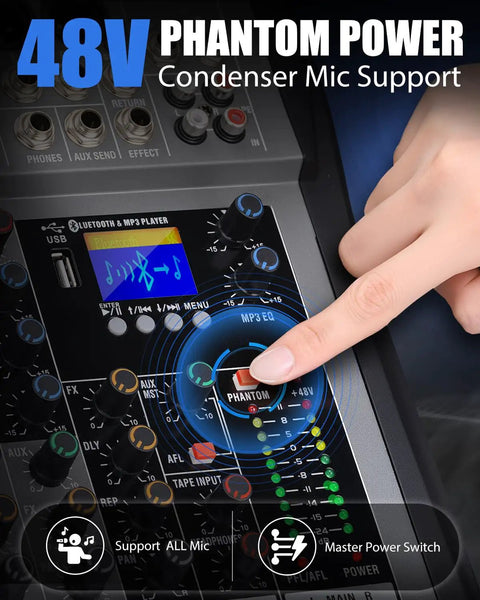 Close-up of Eight Channel Pro DJ Mixer With Individual Channel Control And USB Recording To Computer Beefy All Metal Build