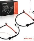Front view of A-Premium rear brake pad wear sensor kit with red cables and white connectors, 2-piece set