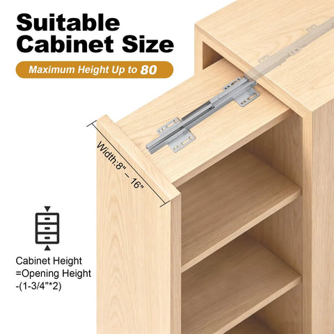 22 Inch Pantry Drawer Slides For Tall Cabinets Dual Top And Bottom Pull Out Soft Close Beefy Heavy Duty 120 Lb Capacity Silver Finish in wood pantry cabinet