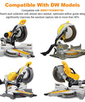 Improved Miter Saw Dust Collection Adapter With Five-In-One Vacuum Connector on DW models DWS779/DWS780 showing dust control