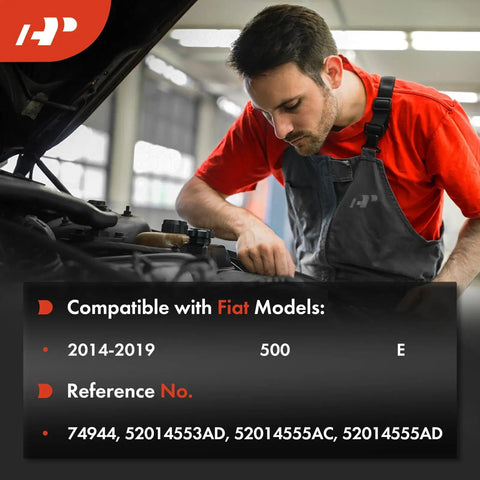 Dead On Heavy Duty Heater Control Valve For Fiat 500E 2014-2019 Battery Ev installation with mechanic at work in automotive shop.