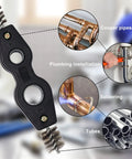 SWZHAI 4-in-1 copper pipe cleaner tool with dual wire brushes for 1/2 in and 3/4 in copper tubes (front view).