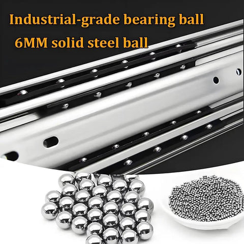 Close-up of industrial-grade bearing balls used in 60 Inch Drawer Slides With Lock And Full Extension Tough As Nails Heavy Duty Rails.