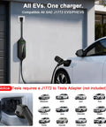 Level 1 And 2 Portable EV Charger For All EVs 16 Amp 110V To 240V 21 Ft Cable NEMA 6-20P Plug in use with electric car