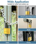 DELSWIN weatherproof brass padlock with key, 1-9/16 in shackle; keyed-alike two-pack for gates, fences and sheds