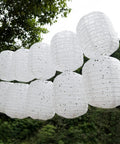 Ten Pack White Paper Lanterns 6.3 Inch Oval Hollow Hanging Lanterns for Chinese Japanese Style Festive Decor outdoor