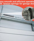 Heavy Duty Garage Door Torsion Spring Kit With Cables And Brackets installed on 7 ft tall door, showing cable reel detail