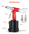 Heavy Duty Pneumatic Rivet Gun Kit With Five Jaw Sets For Quick Fastening showing detailed components and ergonomic design.