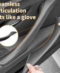 Hands installing BMW 5 Series No-Remove Interior Door Pull Handle Sticky Cover Kit for F10 F11, showcasing easy fit