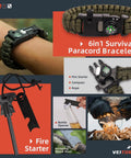 6-in-1 paracord bracelet with compass and fire starter from 12 In 1 Survival Gear Kit For Outdoorsy Dads And Guys Gift Set Perfect For Fathers Day Fishing Hunting Camping And Adventure Enthusiasts Birthday Gift For Him