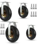 Heavy Duty Caster Wheels With Pneumatic Tires For Furniture And Workbenches Top Plate Swivel And Fixed Rolling Casters