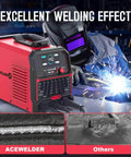 3 In 1 Flux Core Mig Welder 140A Portable 110V Inverter with LED display and welding helmet in use