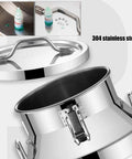 Built Tough 64 Liter Stainless Steel Milk Can With Swivel Tap top view showing 304 stainless steel finish and secure lid mechanism.