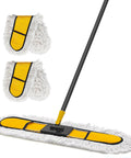 Heavy Hitter 24 Inch Commercial Dust Mop With Two Premium Microfiber Pads, yellow and white mop head, suitable for indoor cleaning.
