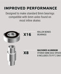 16 Pack 8mm Bearings With Dragon Self Centering Spacers For Inline Skates And Rollerblades, Durable 608 Roller Derby Bearings Set