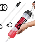 SEDY 500cc fluid extractor oil syringe with 2 clear tubes, black seals, manual pump