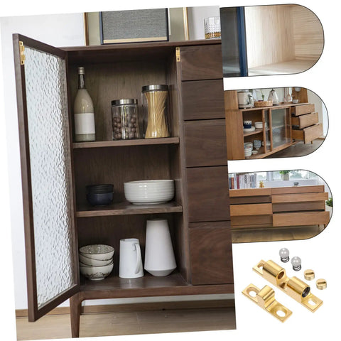 Heavy Duty Cabinet Latches Set 24 Pcs Golden Finish Brass Ball Tension Latches For Cupboards Drawers Doors visible in cabinet use