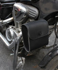 Leather Handlebar Front Bag For Bikes Dope Front Pouch Lightweight Ride Ready Storage That Clips On In Seconds Fits Most Bicycles Sturdy PU Construction Keeps Keys Phone Earbuds And Small Gear attached to motorcycle