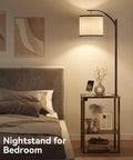 Floor Lamp With Table And USB Charging Station End Table With Shelves Dope Modern Design in bedroom setting