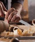 Carving wood using Eight Piece Wood Lathe Tools Set For Turning Chisels With Skews Gouges And Round Nose Pro Grade Lathe Chisels
