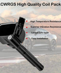 High quality LCWRGS ignition coil pack for VW and Audi, highlighting temperature resistance, vibration resistance, long lifespan.