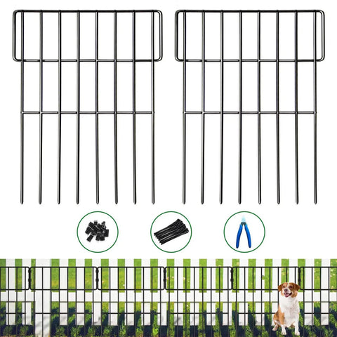 No Dig Animal Barrier Fence Kit 27ft Long 17in High Garden Border Fence With 25 Rustproof Metal Panels 1.52in Spike Spacing Ideal For Dogs And Rabbits Includes Cable Ties And Cutting Pliers image showing fence panels and tools.