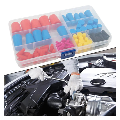 Hot Shot Silicone Rubber Tapered Plugs 105Pcs High Temp Masking Kit For Powder Coating Auto Body Work Durable Cone Assortment Tools in case