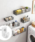 Heavy Duty Wire Shelf Clips With Screws And Anchors For Closet Wall Brackets White Plastic Shelving Hardware 25 Pack, installed on wall with baskets.