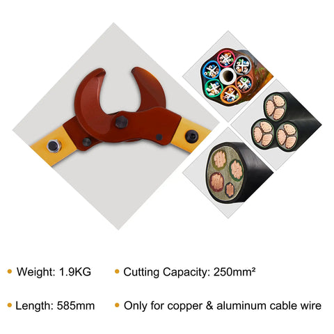 Heavy Duty Long Arm Cable Cutters Designed To Knock Out Thick Copper And Aluminum Wiring Without Breaking A Sweat Featuring High Leverage Handles for cutting thick cables.