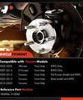 Front Wheel Bearing And Hub Assembly With 6 Lug For Toyota Tacoma 2005 To 2023 4Runner 2003 To 2023 FJ Cruiser 2007 To 2014