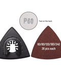 All In One Oscillating Tool Sanding Pad Kit with triangle pads and P60 grit sandpaper visible
