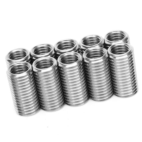 Stainless steel threaded sleeve inserts (10 pcs) with external and internal threads for repair
